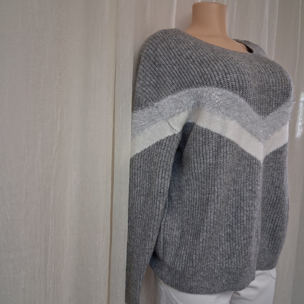 Nine West Gray and Cream Women's Sweater Size M - Picture 5 of 14